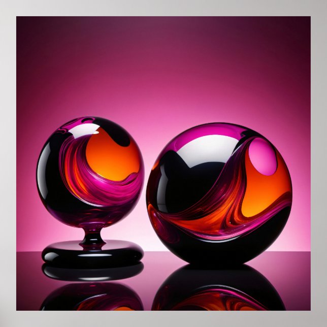 Chromatisch farbige Glaskegeln in Reflexion Poster (Framsidan)