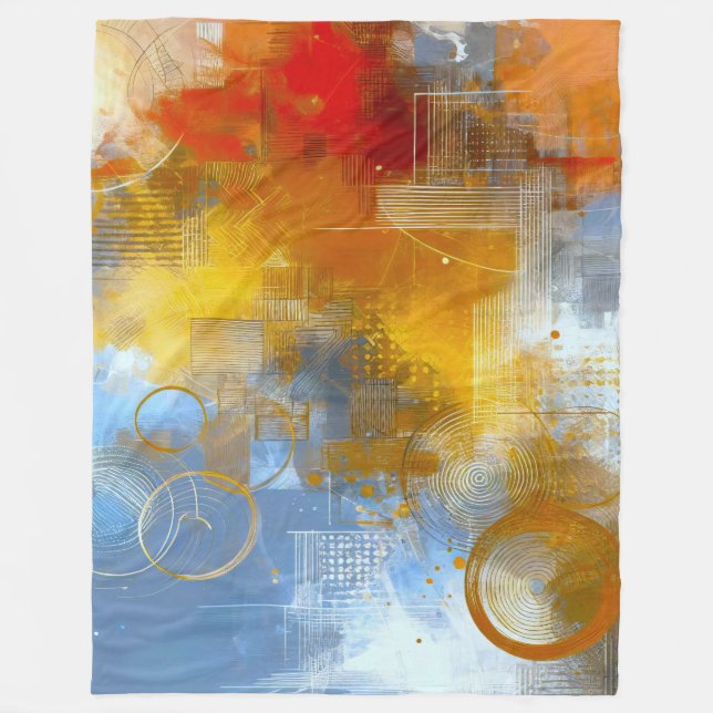 Chromatische Skyline: Puls der urbanen Abstraktion Fleecefilt (Framsidan)