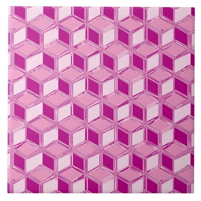 Chrome 3-d-box - fuchsia rosa kakelplatta (Framsidan)