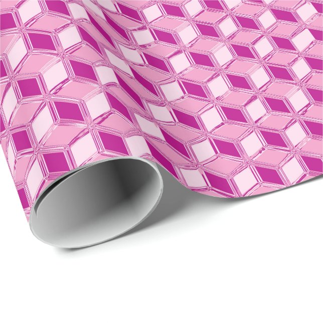 Chrome 3-d-box - fuchsia rosa presentpapper (Rullad Hörn)