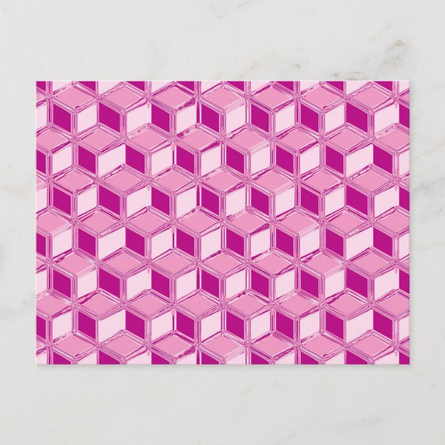 Chrome 3-d-box - fuchsia rosa vykort (Framsida)