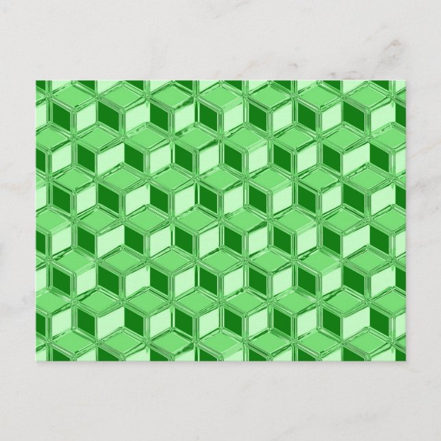 Chrome 3-d-boxar - emerald grönt vykort (Framsida)
