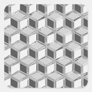 Chrome 3-d-boxar - silver grått fyrkantigt klistermärke