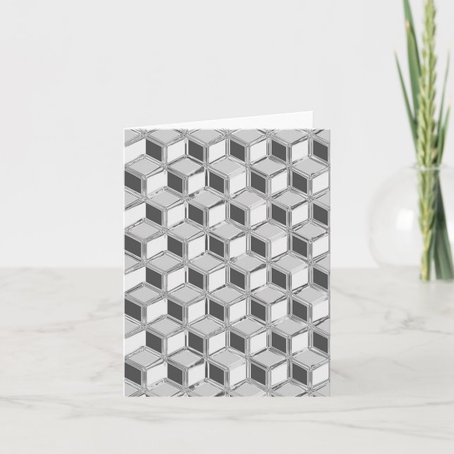 Chrome 3-d-boxar - silver grått helgkort (Framsida)
