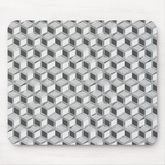 Chrome 3-d-boxar - silver grått musmatta (Framsidan)