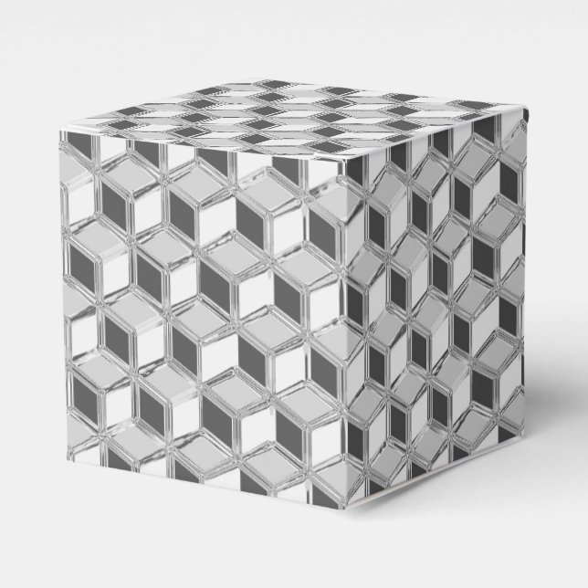 Chrome 3-d-boxar - silver grått presentaskar (Framsidan Sidan)