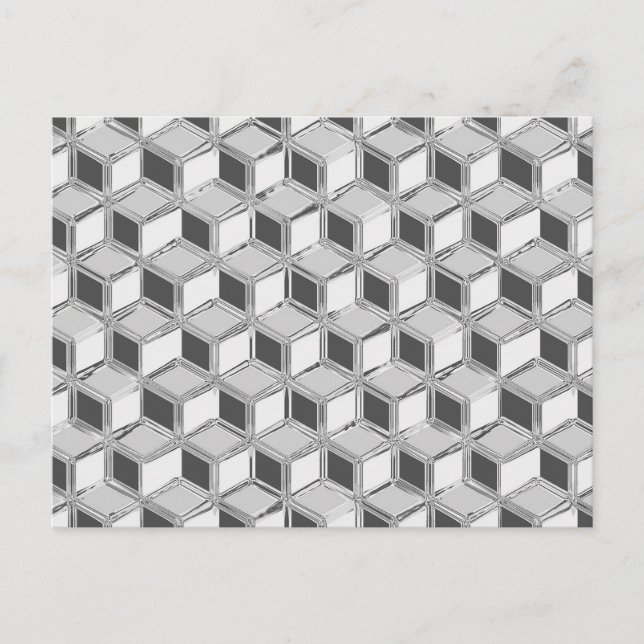 Chrome 3-d-boxar - silver grått vykort (Framsida)