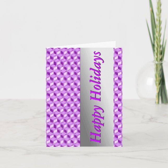 Chrome 3-d-boxar - violet lila helgkort (Framsida)