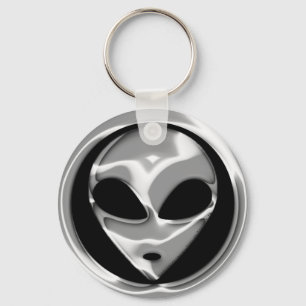 CHROME ALIEN HEAD NYCKELRING