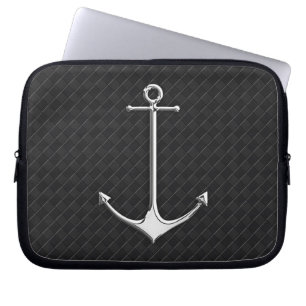 Chrome Anchor Leather Checkerss Nautical Lifestyle Laptop Fodral