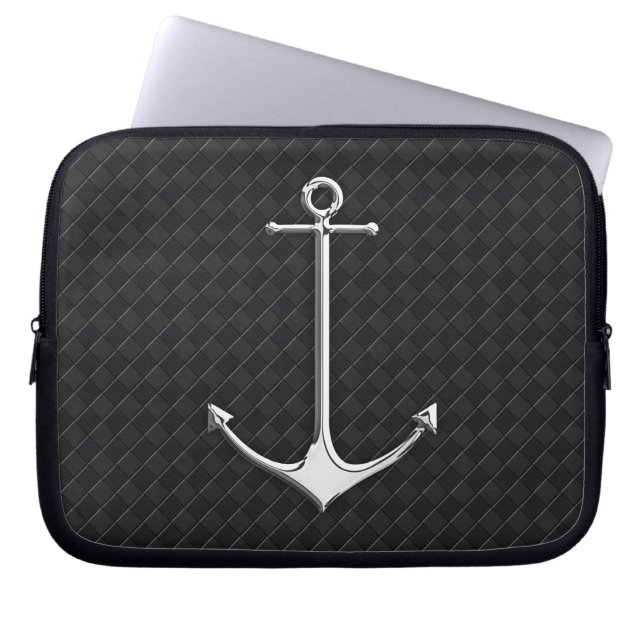 Chrome Anchor Leather Checkerss Nautical Lifestyle Laptop Fodral (Framsidan)