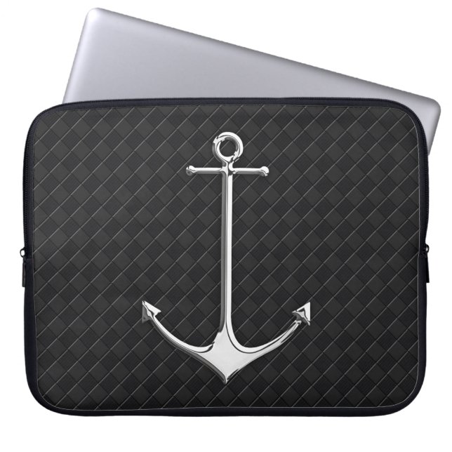 Chrome Anchor Leather Checkerss Nautical Lifestyle Laptop Sleeve (Framsidan)