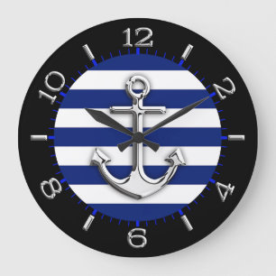 Chrome Anchor on Navy Blue Rand Dial Stor Klocka