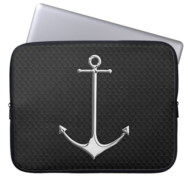 Chrome Anchor on Snake Skin Nautical Lifestyle Laptop Sleeve (Framsidan)