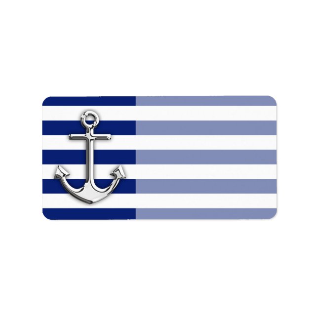 Chrome Anchor på Navy Rand Adressetikett (Framsidan)