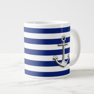 Chrome Anchor på Navy Rand Jumbo Mugg