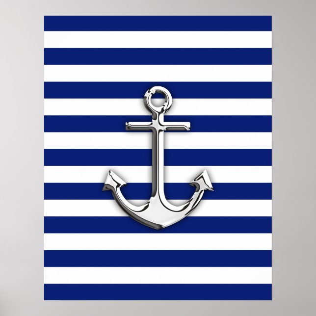 Chrome Anchor på Navy Rand Poster (Framsidan)
