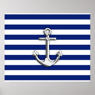Chrome Anchor på Navy Rand Poster