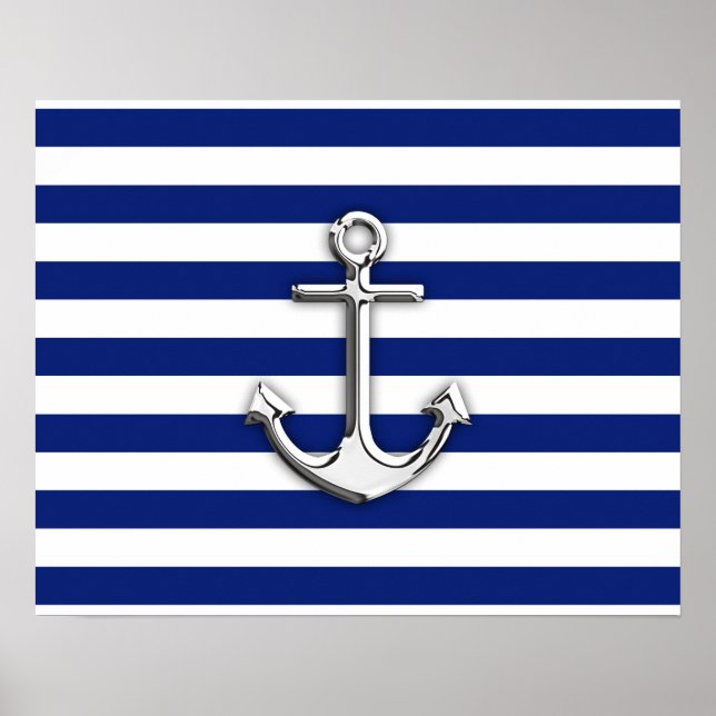 Chrome Anchor på Navy Rand Poster (Framsidan)