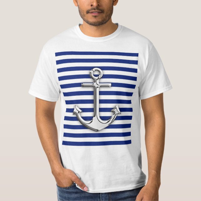 Chrome Anchor på Navy Rand T Shirt (Framsida)
