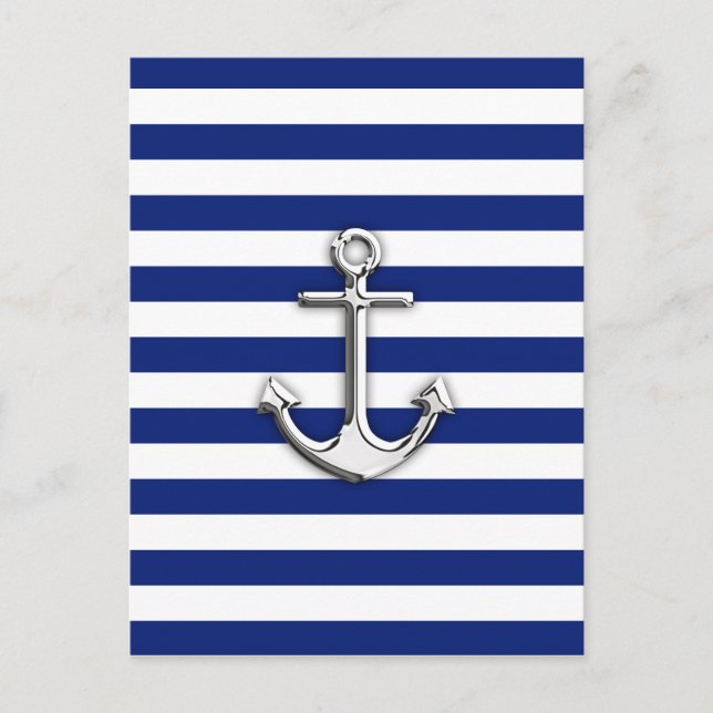 Chrome Anchor på Navy Rand Vykort (Framsida)