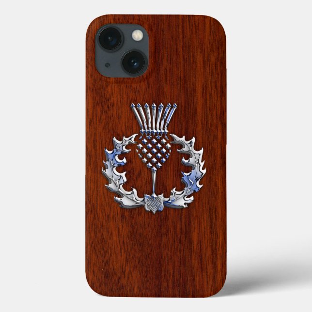 Chrome and Mahogany Wood Stilar Scottish Thistle (Baksida)