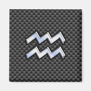 Chrome Aquarius Zodiac Sign Carbon Fiber Stilar Magnet
