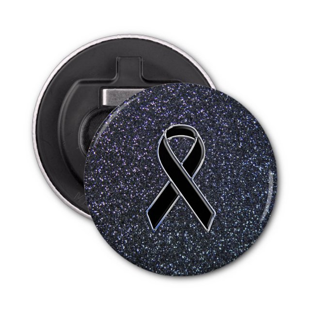 Chrome Black Ribbon Awareness Midnight Blue Flasköppnare (Framsidan)