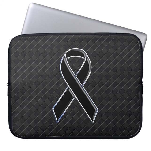 Chrome Black Ribbon Awareness Stil Laptop Fodral (Framsidan)