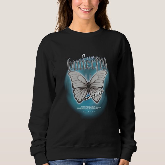 Chrome Butterfly Edgy Aesthetic Streetwear T Shirt (Framsida)