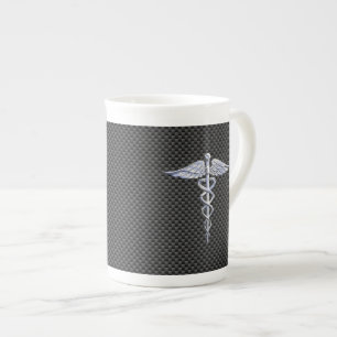 Chrome Caduceus Medical Symbol Black Carbon Fiber Benporslin Mugg