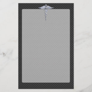 Chrome Caduceus Medical Symbol Black Carbon Fiber Brevpapper
