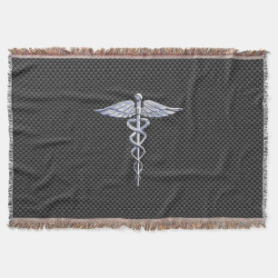 Chrome Caduceus Medical Symbol Black Carbon Fiber Mysfilt