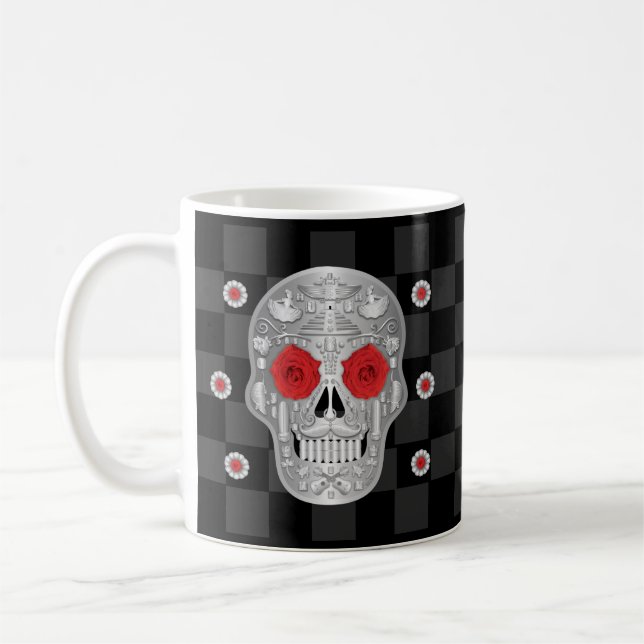 Chrome Calavera (Röd ros)-kaffe Mugg (Vänster)