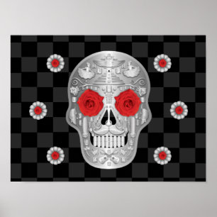 Chrome Calavera (Röd ros) Poster