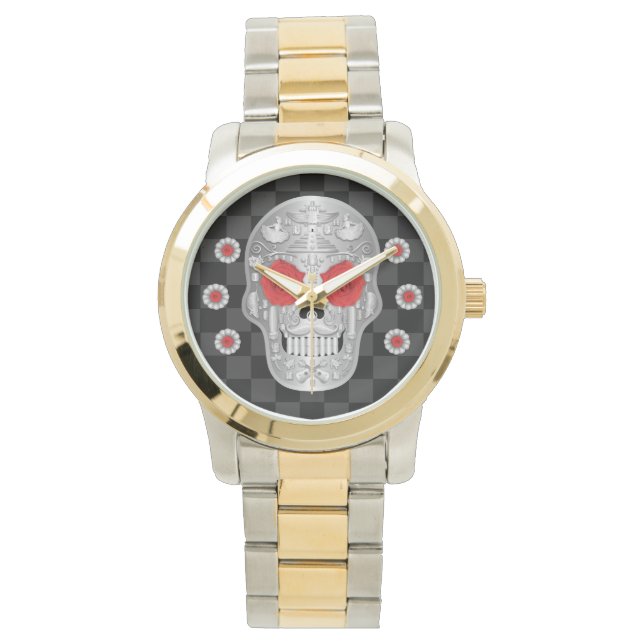 Chrome Calavera (Röd ros) Watch Armbandsur (Framsida)