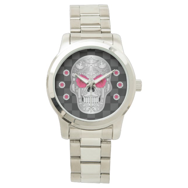 Chrome Calavera (Rosa ros) Watch Armbandsur (Framsida)