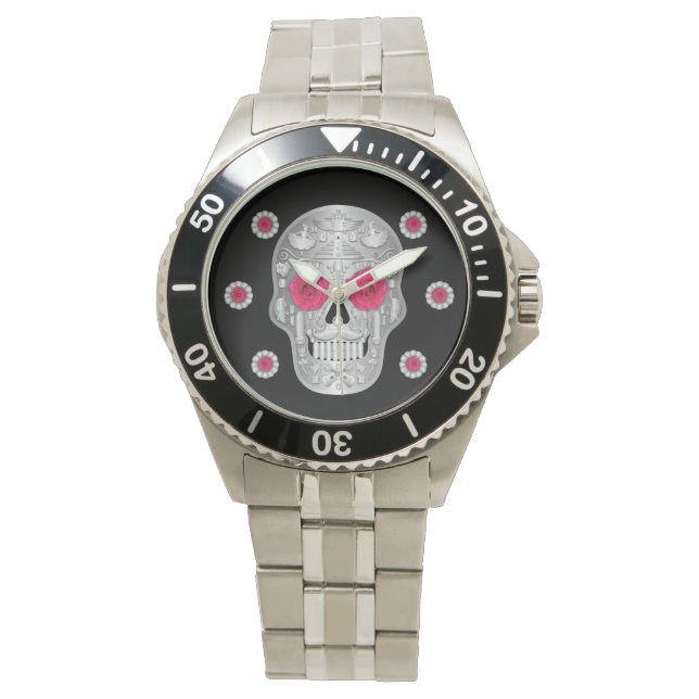 Chrome Calavera (Rosa ros) Watch Armbandsur (Framsida)