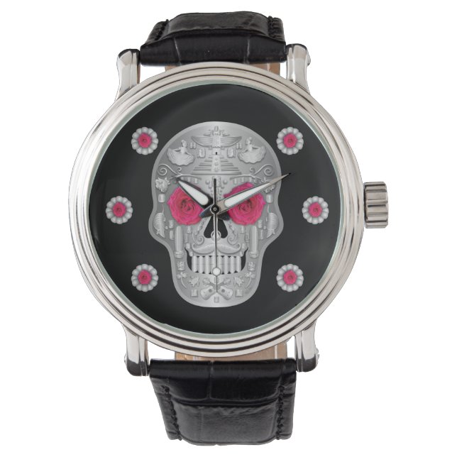 Chrome Calavera (Rosa ros) Watch Armbandsur (Framsida)