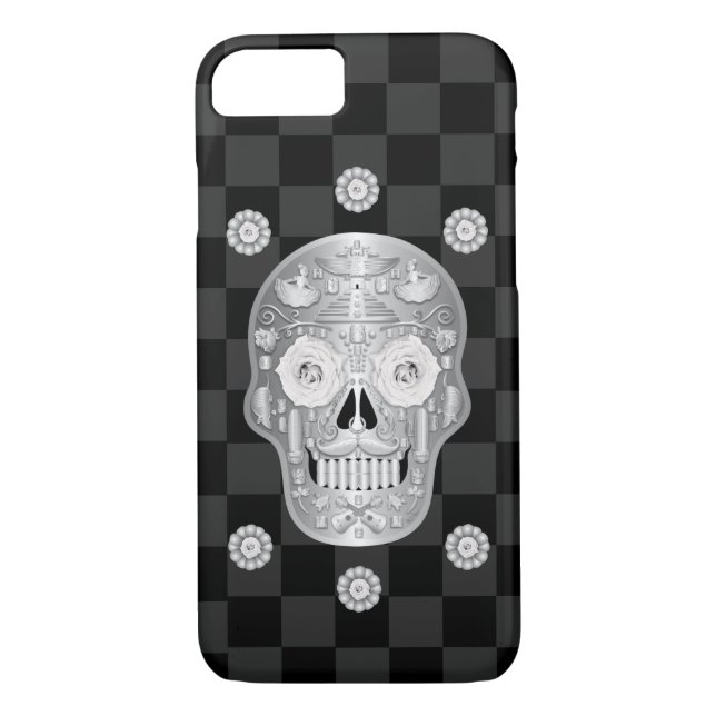 Chrome Calavera (Vit ros) Fodral-Mate iphone case Case-Mate iPhone Skal (Baksida)