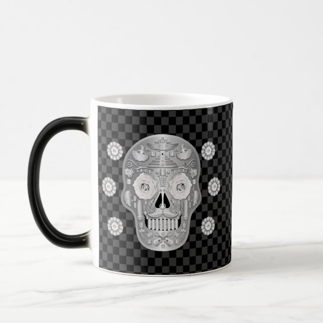 Chrome Calavera (Vita Rosor) Kaffemugg (Vänster)