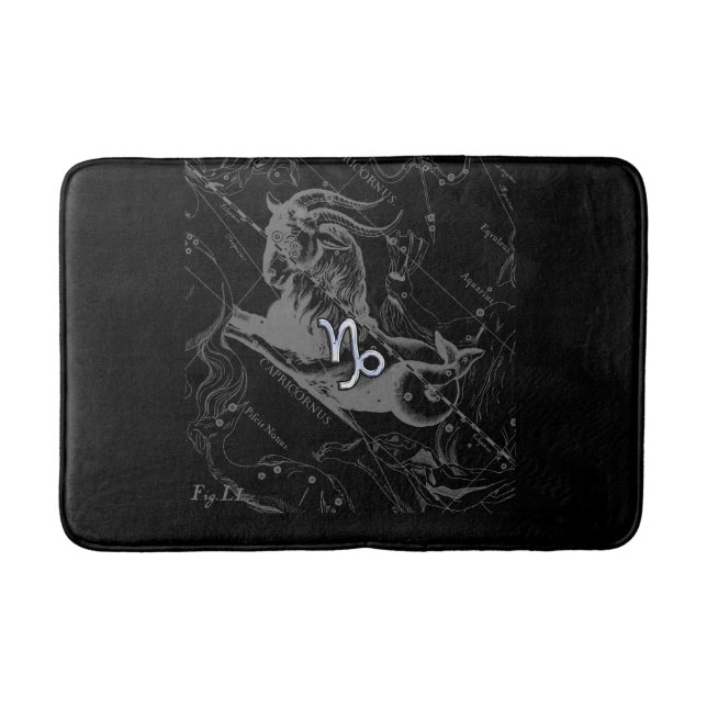 Chrome Capricorn Zodiac Symbol på Hevelius Badrumsmatta (Framsidan)