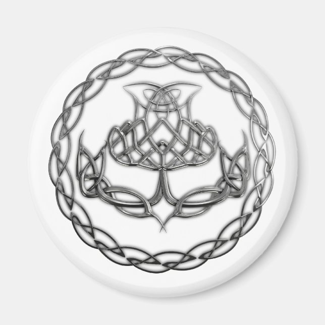 Chrome Celtic Knot Thistle Magnet (Framsidan)