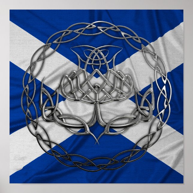 Chrome Celtic Knot Thistle Poster (Framsidan)