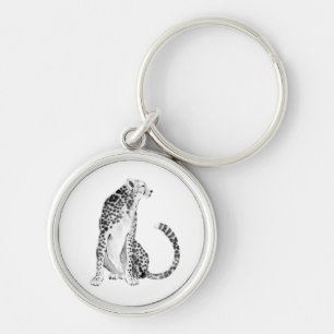Chrome Cheetah Rund Silverfärgad Nyckelring
