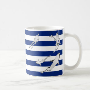 Chrome Diver och Sharks Silhouettes på Rand Kaffemugg