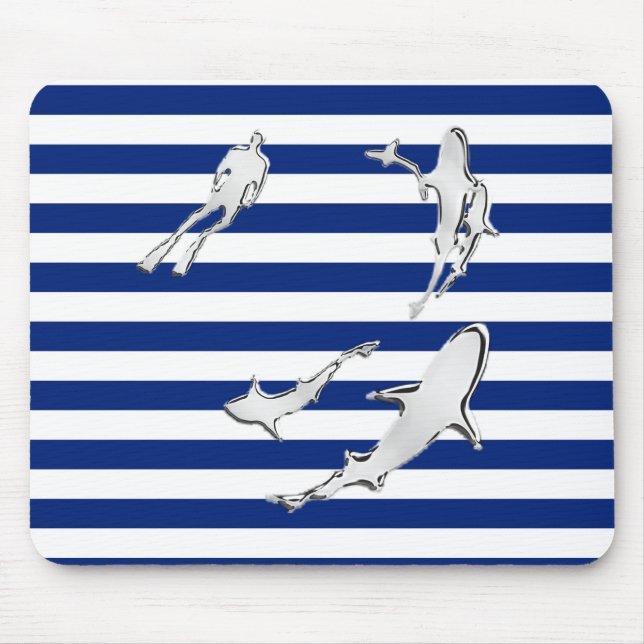 Chrome Diver och Sharks Silhouettes på Rand Musmatta (Framsidan)