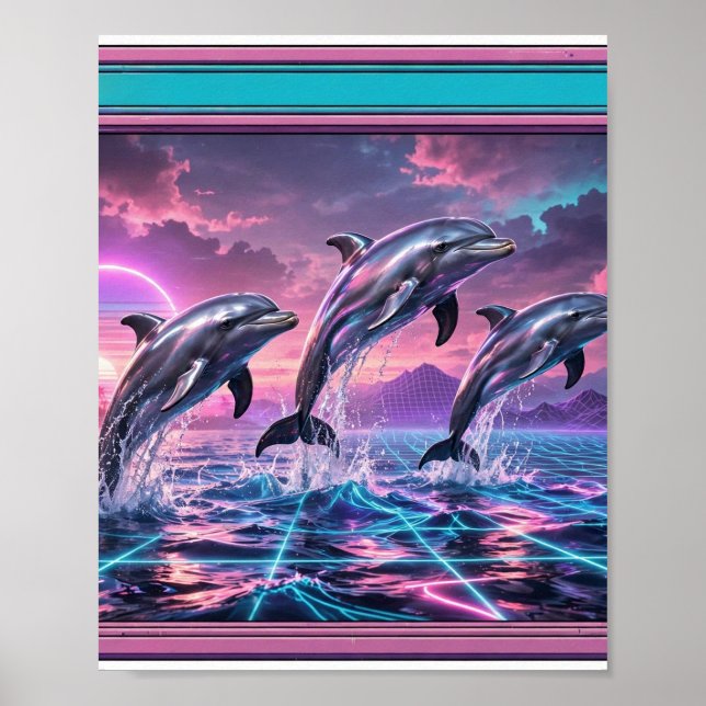 Chrome Dolfiner — Vaporwave Ocean Poster (Framsidan)