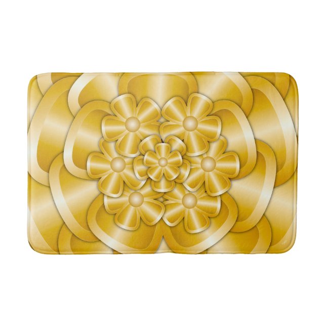 Chrome Flowers - Guld Bath Mat Badrumsmatta (Framsidan)