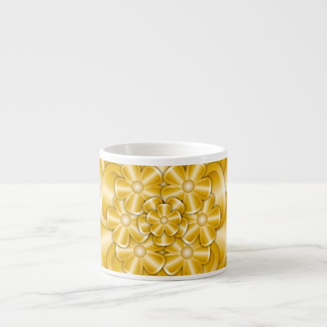 Chrome Flowers - Guld Espresso Kopp Espressomugg (Framsidan)